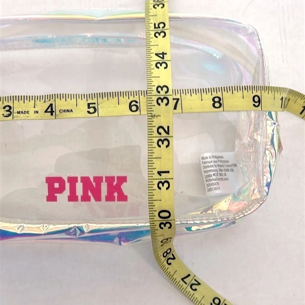 VICTORIAS SECRET PINK Iridescent Clear Makeup Bag NWOT